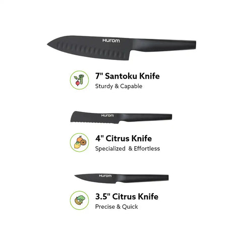 Fruit & Vegetable Knife Set, Matte Black