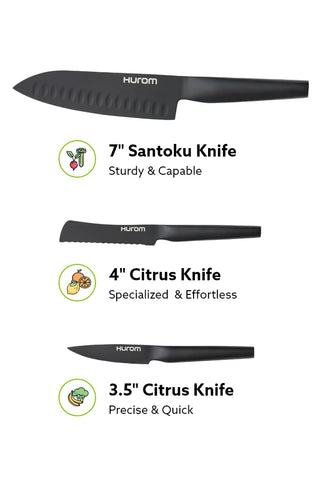 Fruit & Vegetable Knife Set, Matte Black